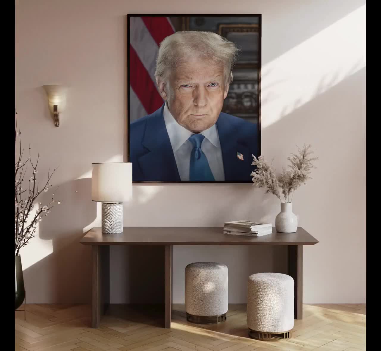 ドナルド・トランプ 額入りプリント 大統領肖像画 第47代大統領 愛国的